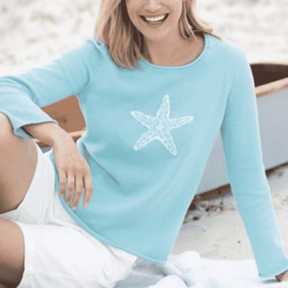 Appleseed's Starfish and Sea Shell TWO Sweater Bundle